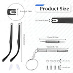 KALIONE 1 Pair Glasses Arm Replacement, Glasses Legs Replacement Eyeglass Arm Replacement Eyeglasses Arms Legs Replacement Accessories With Screws, Washers, Screwdrivers, Nose Pads (Black)