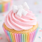 Ready to Use Sugar Decoration Toppers For Cake Cupcakes Cookies and More (White Bow)