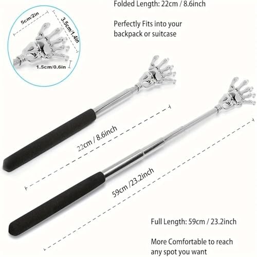 Portable Stainless Steel Telescopic Back Scratcher – Extendable Massager Tool for Itch Relief, Blood Circulation & Relaxation