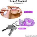 Portable Dental Floss Keychain, WINSIUUU 12Pcs Cleaning Mint Dental Teeth Floss Tooth Shaped Key Chain Flat-Line Design Floss Roll Cleaning Oral Care Tooth Cleaner Hygiene 15M Length- Random Color