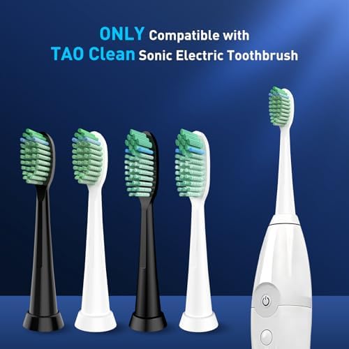 Toothbrush Replacement Whitening Heads Compatible with TAO Clean Sonic Electric Toothbrush - Brush Heads Refills, Medium Bristles, White
