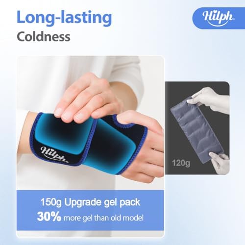 Hilph Wrist Ice Pack Wrap, Reusable Wrist Brace with Gel Hot Cold Compression Pack for Hand Injuries, Hand Ice Pack for Carpal Tunnel, Rheumatoid, Tendonitis, Swelling, Black