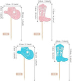 24 PCS Hats or Boots Cupcake Toppers Boy or Girl Cupcake Picks Cowboy Party Decorations for Gender Reveal Theme Baby Shower Boys Girls Birthday Party Cake Decorations Supplies Blue and Pink