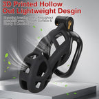 Male Chastity Cage with Belt + 4 Ball Rings & Invisible Lock - Ultralight Fit Design for Long Term Wear, Secure BDSM Device (L-100mm) [Black]- Breathable Large Penis Cage Sex Toy for Men