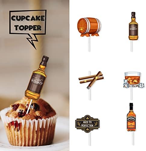 18pcs Brown Glitter Dessert Cupcake Topper Aged to Perfection Beer Festival Traditional Oktoberfest Festival Theme Decor Supplies Men Happy Birthday Decorations