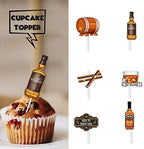 18pcs Brown Glitter Dessert Cupcake Topper Aged to Perfection Beer Festival Traditional Oktoberfest Festival Theme Decor Supplies Men Happy Birthday Decorations