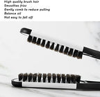 Hair Straightener Brush, Double Sided Beard Straightening Clamp Brush Professional Beard Hair Splint Brush Styling Tool for Smoothing and Straight Hair Styles(Black and White)