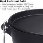 GameXcel Ash Bucket with Lid and Shovel Hand Broom - 1.5 Gallon Galvanized Iron Metal Fireplace Tools Ash Pail for Fire Places Fire Pits Wood Burning Stoves Hearth Accessories Indoor Outdoor, Black
