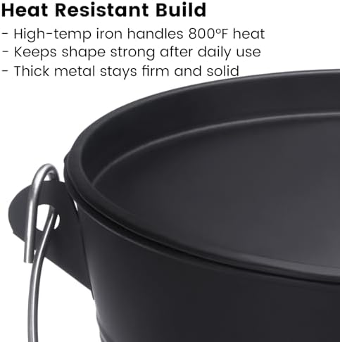 GameXcel Ash Bucket with Lid and Shovel Hand Broom - 1.5 Gallon Galvanized Iron Metal Fireplace Tools Ash Pail for Fire Places Fire Pits Wood Burning Stoves Hearth Accessories Indoor Outdoor, Black
