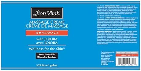 Bon Vital' Original Massage Crème for a Versatile Massage Foundation to Relax Sore Muscles & Repair Dry Skin, Revitalize Skin and Lock in Moisture, Allows for Muscle Manipulation, 1 Gallon Jar