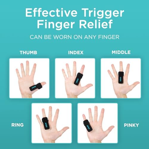 Vive Trigger Finger Splint - Support Brace for Middle, Ring, Index, Thumb and Pinky - Straightening Curved, Bent, Locked Stenosing Tenosynovitis Tendon Lock Release Knuckle Stabilizer - HSA/FSA