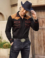 COOFANDY Men's Western Cowboy Shirt Embroidered Long Sleeve Slim Fit Casual Cotton Button Down Hippie Shirts with Pockets