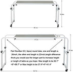 TigerDad Adjustable Overbed Table with Wheels, Mobile Laptop Desk on Wheels for King Queen Bed, Height Adjustable Rolling Computer Cart with Stand, Ancient Oak