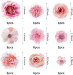 54Pcs Faux Flowers Heads Small Decorative Flowers for Crafts Cake Wreath Garlands Wedding Table Home Decoration