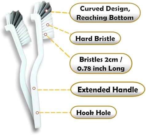 Betanull Crevice Cleaning Brush Set, Multi-Purpose Hard Bristle Brushes for Deep Cleaning Kitchen, Bathroom, Grout, Sink, Cup, Teapot, Bottle, Blender, Corners, Tight Spaces & More