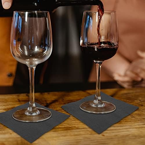 300 Count Beverage Napkins, Disposable Black Paper Napkins, 10" x 10" 2-Ply Cocktail Napkins for Bar, Weddings, Birthday