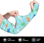 Sun Protection Ice Silk Arm Covers, Thumb Hole Cooling UV Block for Men Women Sports Daily
