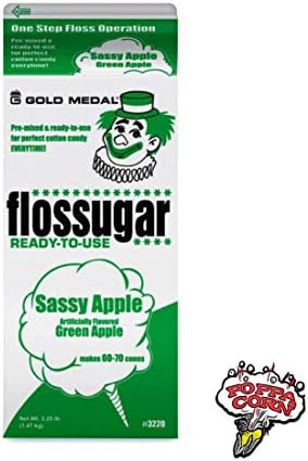 Gold Medal Green Apple Candy Floss Sugar, 52 oz - 1/2 Gallon, 6 Pack