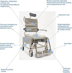 Invacare OCEANERGOVIPUS Aquatec Ocean Ergo VIP Reclining Rolling Shower Wheelchair with Wheel and Commode
