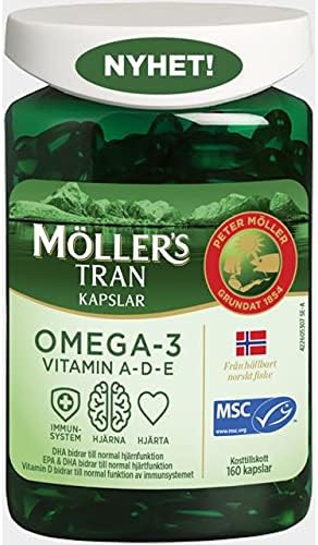 Moller's Moller’s ® | Omega-3 Capsules | Fish Oil | 160 Capsules | Nordic Omega-3 Dietary Supplement with EPA and DHA and Vitamins A, D and E | 166-year-old-brand | Daily Health