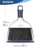 ROSEOK Mini Broom and Dustpan Set for Cleaning, Compact Desktop Dustpan with Brush for Kitchen Counter, Office, Car, Navy Blue, 1 Pack