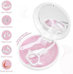 Retainer Case with Mirror and Lanyard,Slim Aligner Case with Vent Holes,Cute Dental Brace Box with Retainer Removal Tool and Brush(White Pink with Lanyard)