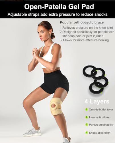 Knee Braces for Knee Pain Women Men, Patellar Tendon Support Strap, Knee Brace for Meniscus Tear Compression Sleeve for Knee Pain (Gray)