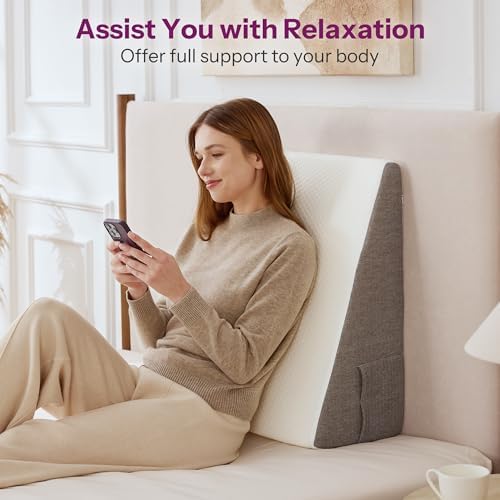 Wedge Pillow with Foam Top for Sleeping,Reading and Rest, 8 Inch Elevated Support Triangle Bed Pillow for Legs and Back Support with Washable Cover