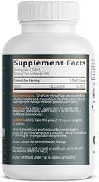 Bronson Biotin 5,000 MCG Supports Healthy Hair, Skin & Nails & Energy Production - High Potency Beauty Support - Non-GMO, 360 Vegetarian Tablets