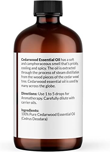 NaturoBliss Cedarwood Essential Oil – Huge 4 Fl Oz – 100% Pure and Natural – Premium Grade Essential Oil for Diffuser and Aromatherapy, Skin, Massage, Candle and Soap Making Fragrance
