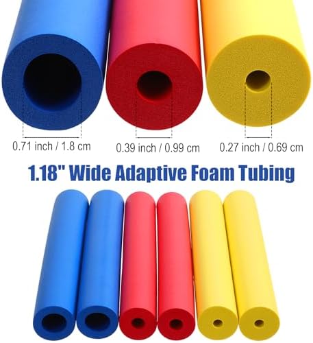Foam Grip Tubing, 6 Pcs Foam Grip Tubing for Utensils, Elderly (Red, Blue, Yellow)