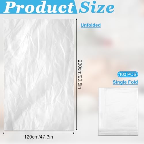 100 Packs Plastic Sheeting for Body Wrap 90 X 47 Inch Disposable Pe Sauna Blanket Bag Liner Clear Plastic Body Wrap for Home Bathtub Beauty Salon Spa Therapy Accessories