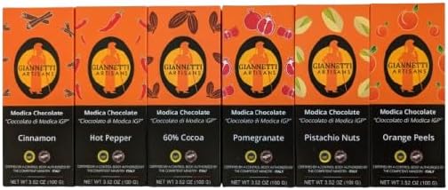 Giannetti Artisans Handmade Modica Chocolate Imported from Sicily 3.52 oz (100 g) (Cinnamon, Single)