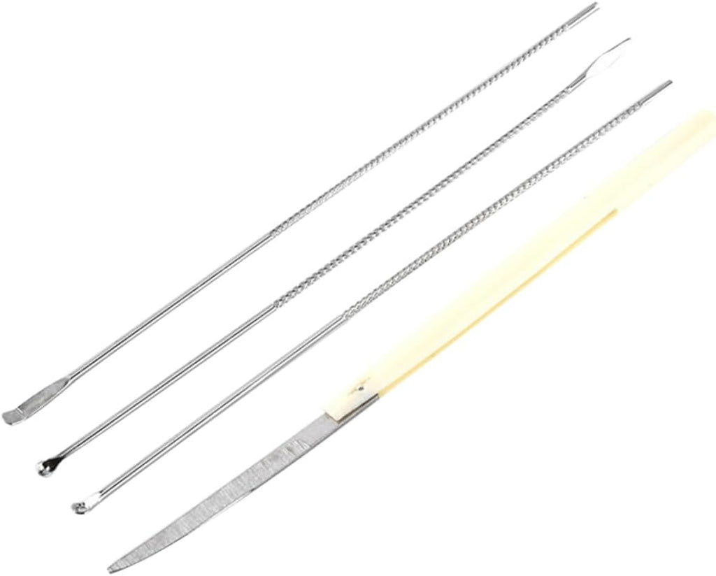 KOMBIUDA Earwax Removal Set Stainless Steel Ear Spoon Set Ear Cleaners Small Brush