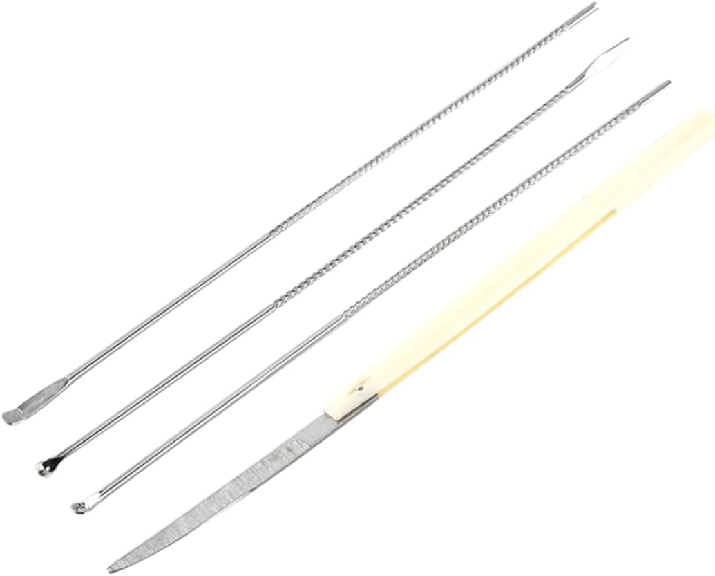 KOMBIUDA Earwax Removal Set Stainless Steel Ear Spoon Set Ear Cleaners Small Brush