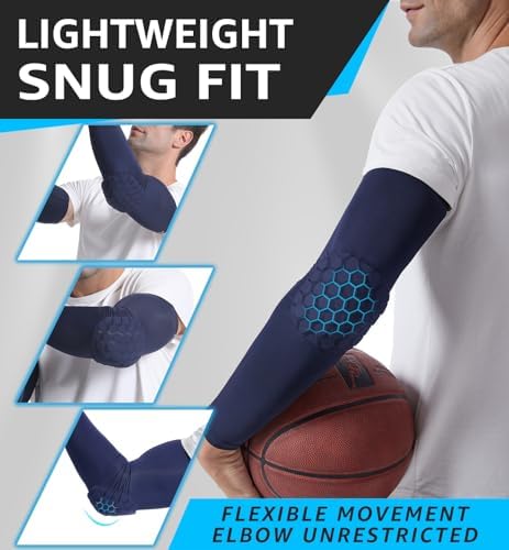 HiRui Elbow Pads for Teenagers Men Women, Elbow Brace Basketball Shooter Sleeves Arm Compression Sleeves