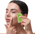 Healifty Gua Sha Scraping Massage Tool Set 7 Scraping Plates 3 Jade Scalp Combs with Storage Bag Facial Neck Body Massage Board for Muscle Relief