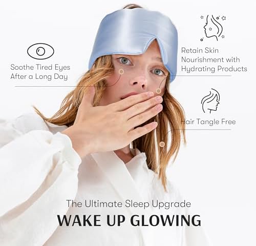 Silk Sleep Mask for Women and Men, Side Sleeper, 22 Momme Pure Mulberry Silk Total Blackout 100% Mulberry Eye Mask with Adjustable Headband Full Size, Eye Masks for Sleeping and Travel