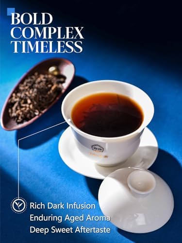CO-OP 1950 Ripe Pu Erh Tea Loose Leaf, 150g, Premium Yunnan Whole Loose Large-Leaf Fermented Pu-erh, Smooth, Mellow & Rich, Pure Pine Smoke Aroma, No Additives, 20 Empty Teabags Included