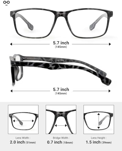 JOLISU 4 Pack Reading Glasses Men Blue Light Blocking with Spring Hinge, Anti Eyestrain/UV Large Wide Square Computer Readers