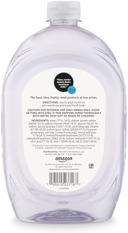 Amazon Basics Gentle & Mild Clear Liquid Hand Soap Refill, Triclosan-Free, Dermatologist-Tested, pH Balanced, Cruelty-Free, 50 Fluid Ounces, 1-Pack (Previously Solimo)