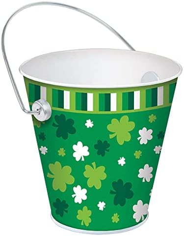 Festive St. Patrick's Day Green Metal Bucket - 4.5" (1 Pc.) - Perfect for Celebrations, Decoration & Irish-Themed Gifts
