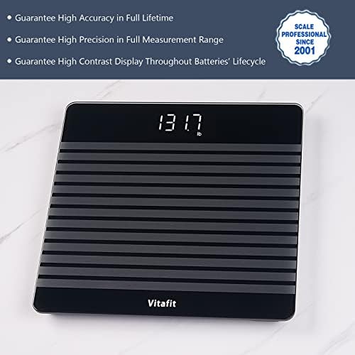 Vitafit Anti-Slip Smart Digital Bathroom Scale for Body Weight, High Accuracy Assured by Weighing Professional Since 2001, BMI with App,Black
