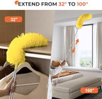 Dusters for Cleaning High Ceiling Fan, Newliton Microfiber Feather Duster with 30'' to 100'' Telescoping Extension Pole, Long Extendable Duster for Home Car Furniture Cobweb, Yellow