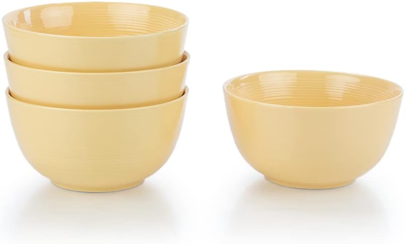 Everything Kitchens Modern Colorful Neutrals - Rippled 6" Bowls (Set of 4) (Butter Yellow)