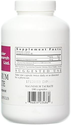 Cardiovascular Research Ecological Formulas Magnesium Taurate Capsule, 125 mg, 180 Count (EFMGT180)