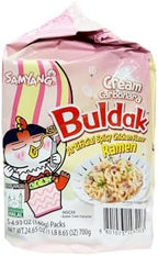 Samyang Buldak Hot Spicy Chicken Flavor Ramen,Korean Stir-Fried Instant Package Noodle Cream Carbonara,1 Bag with 5 Pack,4.93 OZ