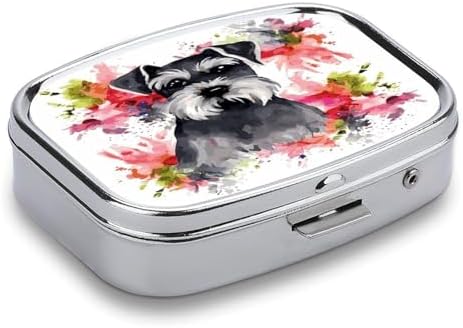 Schnauzer Weekly AM/PM Pill Organizer.Waterproof Portable Compact Travel Pill Organizers.Small Pill Box for Medicine Holder for Vitamins Medication.