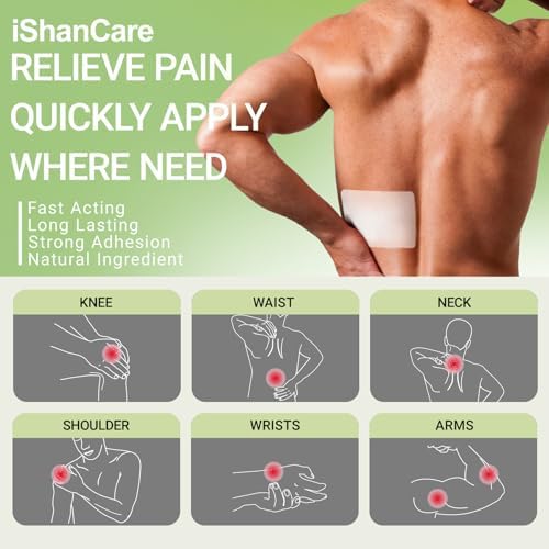ishancare Lidocaine 4% Patches Pain Relief Maximum Strength Fast-Acting for Back Neck Shoulders, Knees, Elbows Topical Analgesic Unscented 14 Count