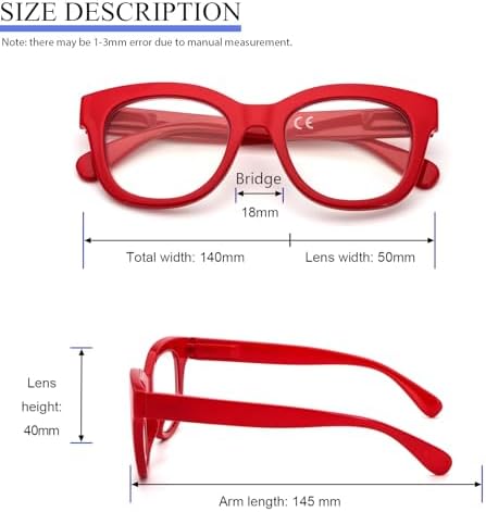 REAVEE 2 Pack Retro Oversized Reading Glasses for Women Men, Blue Light Blocking Computer Readers Stylish Spring hinge